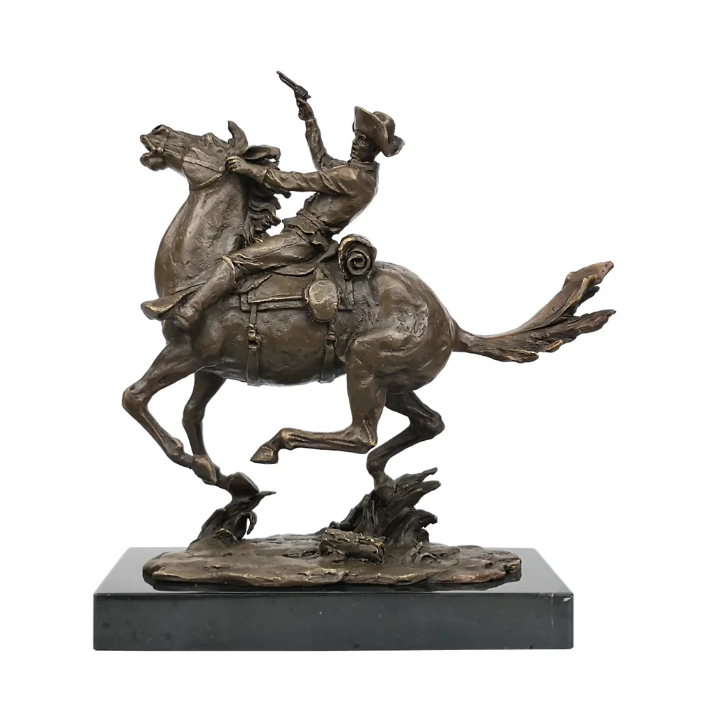 Bronze Statue Western Cowboy Ridding Sculpture Art Hot Casting Brass Collectible Figurine Indoor Decor