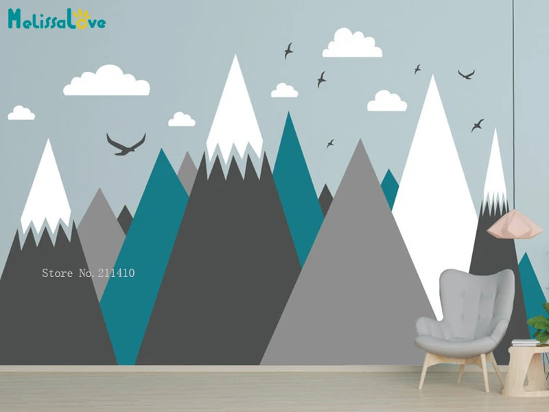 

Cartoon Mountains Wall Sticker Kids Room Decoration Living Room Decor Home Lovely House Decals Removable YT4839