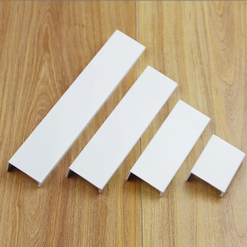 Aluminum Alloy Cabinet Drawer Knobs Modern Matte Black White Invisible Furniture Hidden Handle Kitchen Wardrobe Handles Pulls