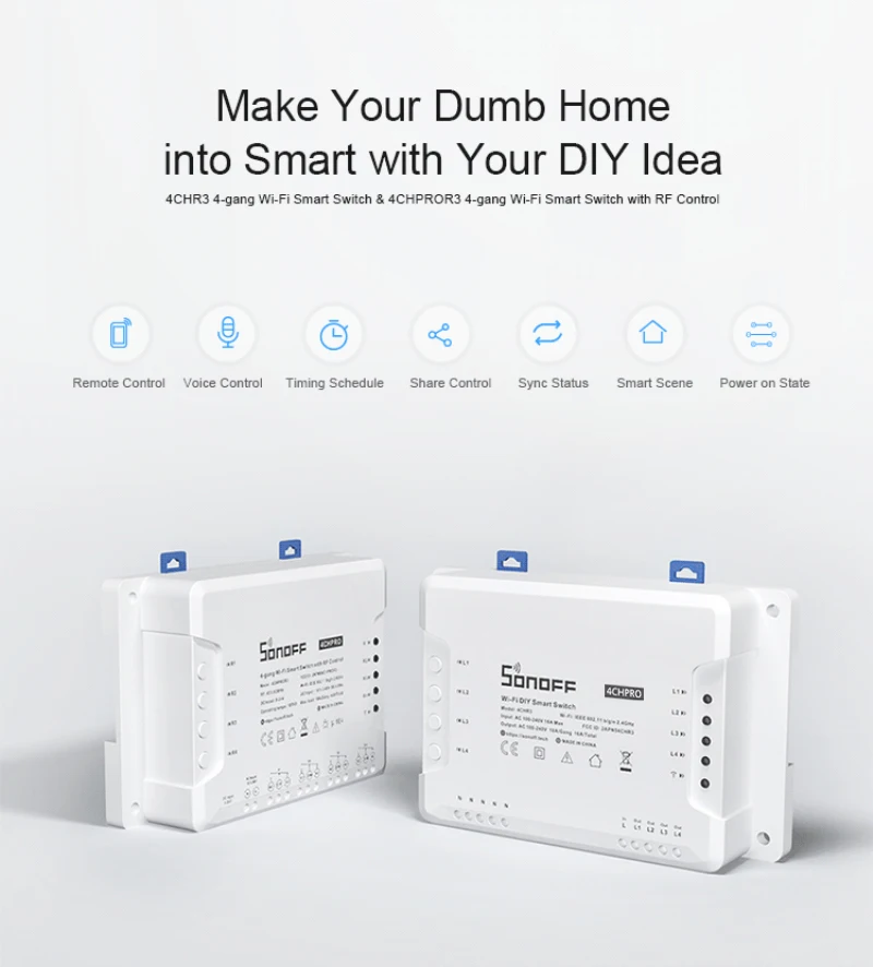 سونوف 4CHR3 4CHPROR3 4-عصابة/4 طريقة واي فاي الذكية التبديل 433 ميجا هرتز RF التحكم دعم اليكسا جوجل الذكية ياندكس أليس المنزل الذكي