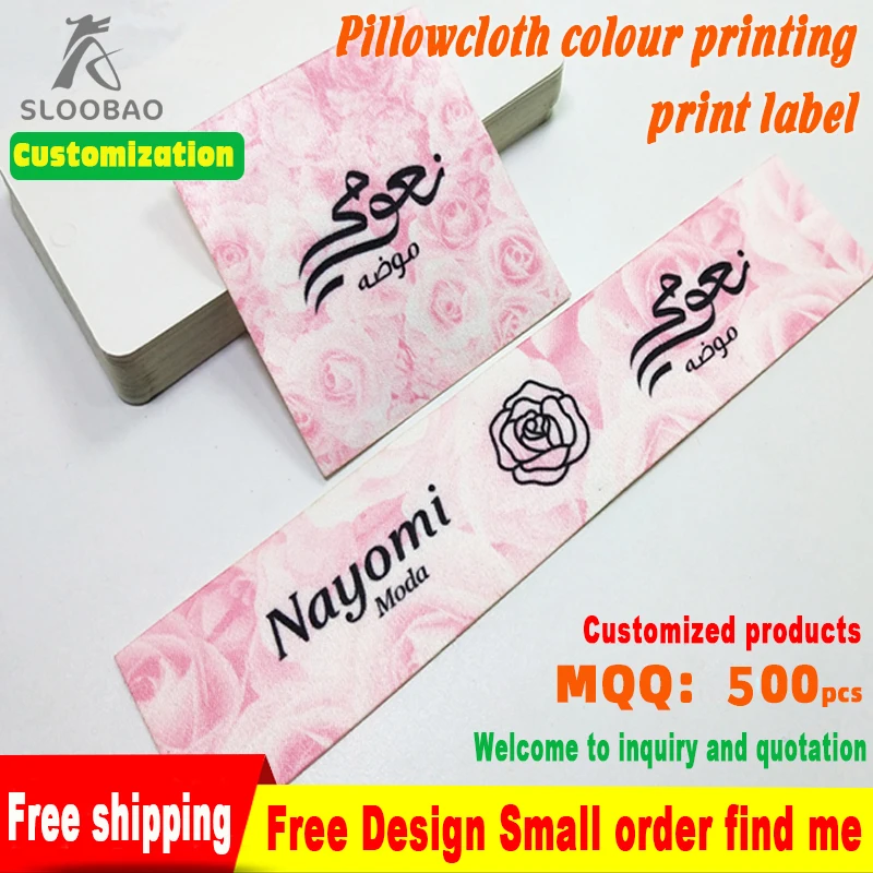 

Free Shipping Wholesale (500 Pieces/lot) Customized Garment Satin Printed Care Label Pillow Cloth Color Printing Thickness0.7mm