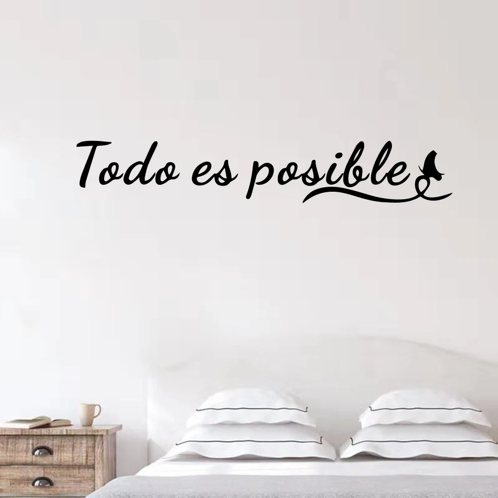 Everything Is Possible Wall Stickers Spanish Inspirational Quotes For Teen Room Modern Office Home Decor Vinyl Window Decal