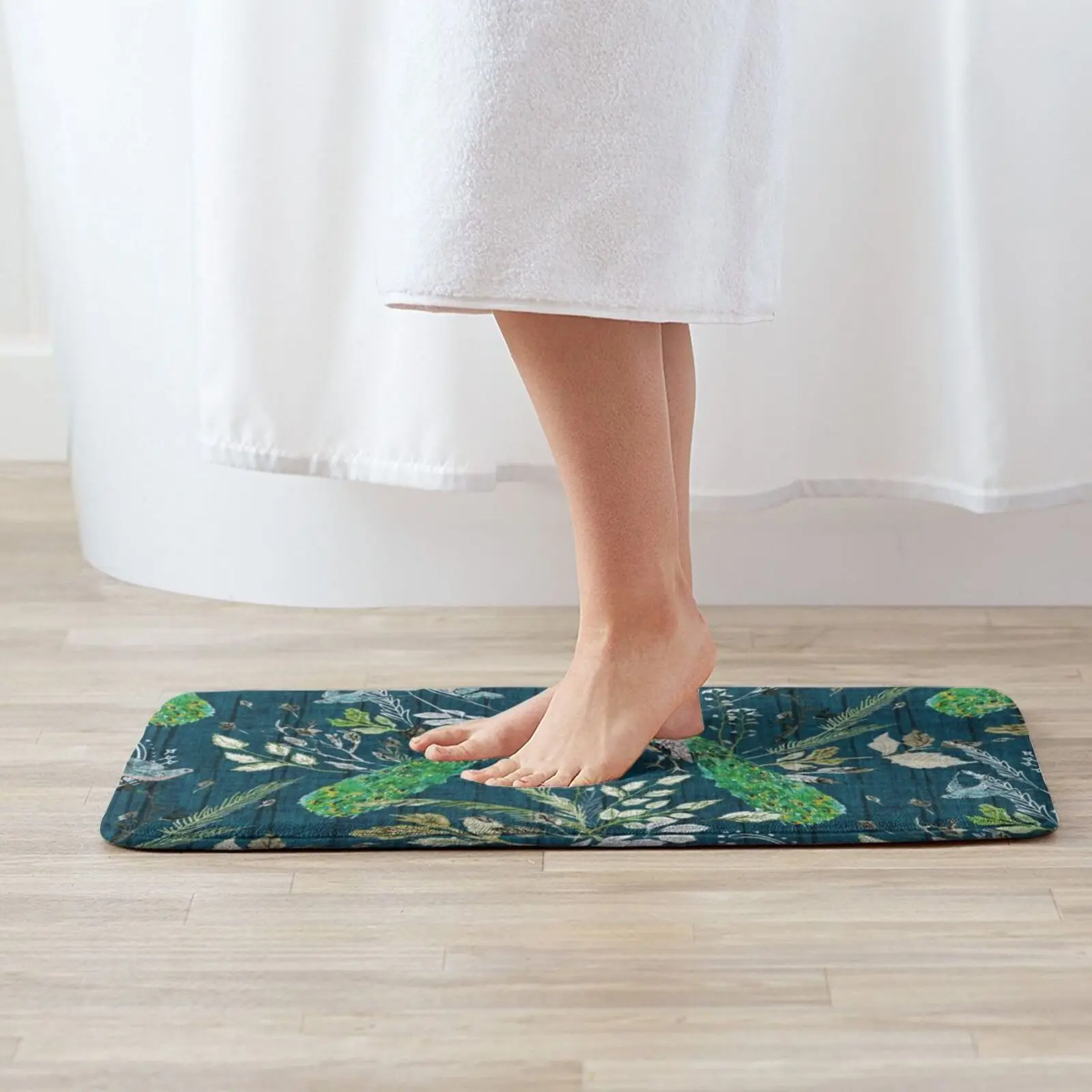 Peacock Chinoiserie ( Teal ) Entrance Door Mat Bath Mat Rug Hand Positionsdeluxe Sweetener Thankunext Justlikemagic Edit