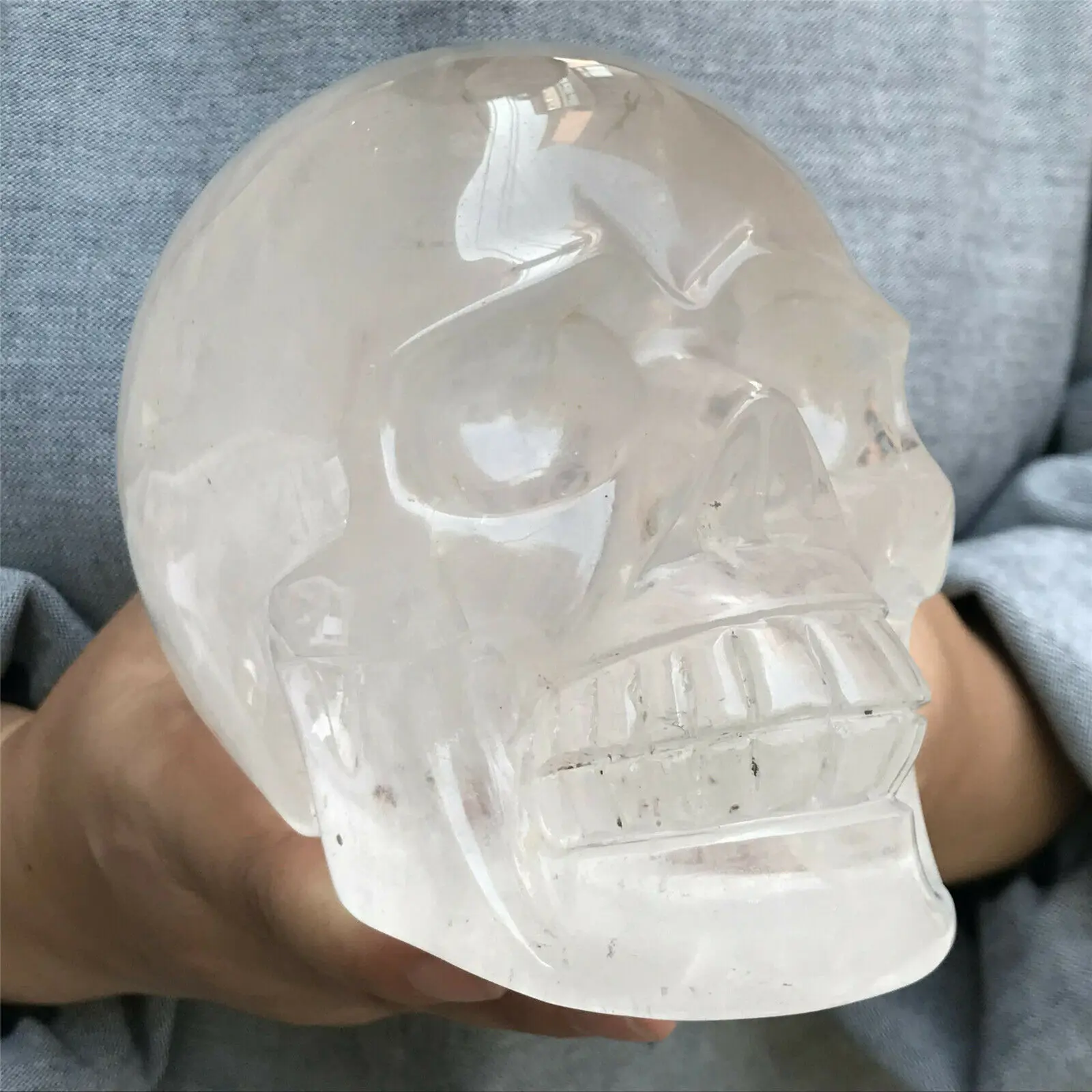 

Natural clear quartz crystal skull hand carved reiki healing