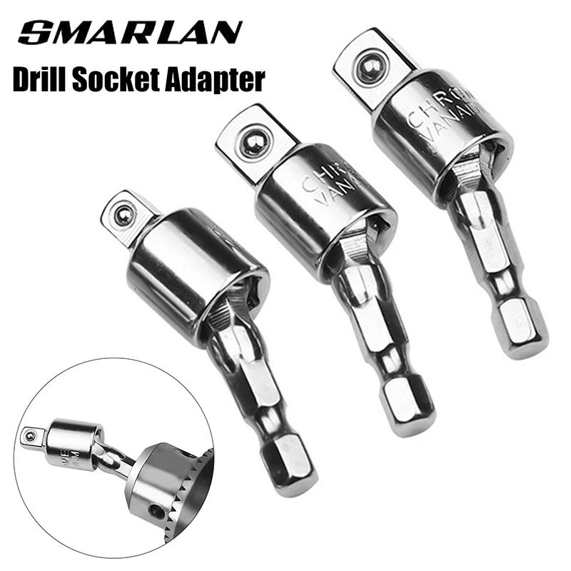 Upgrade Electric Drill Socket Adapter for Impact Driver with Hex Shank to Square Socket Drill Bits Rotatable Extension 1/2