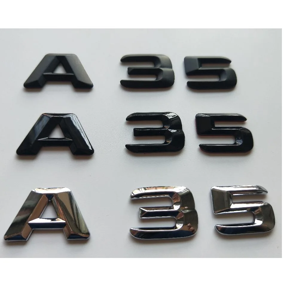 3D Font Letters Number A 3 5 Rear Trunk Lid Emblems Badges Sticker for Mercedes Benz W177 A35 A 35 AMG