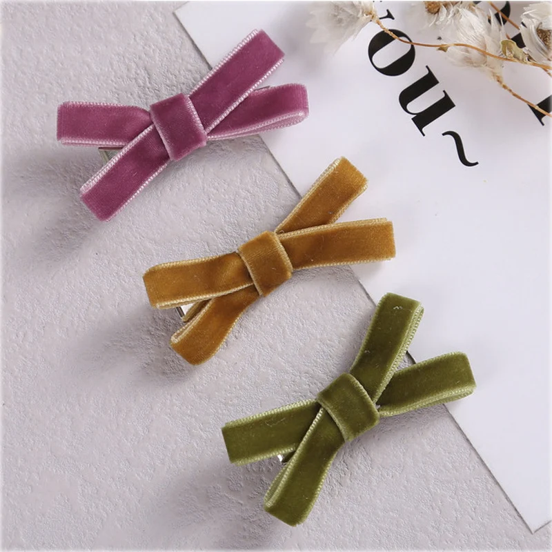 Candy Color Baby Hair Clips Lovely Velvet Hairpins for Girls Autumn Children Barrettes Photo Props Kids Solid Hair Accessories