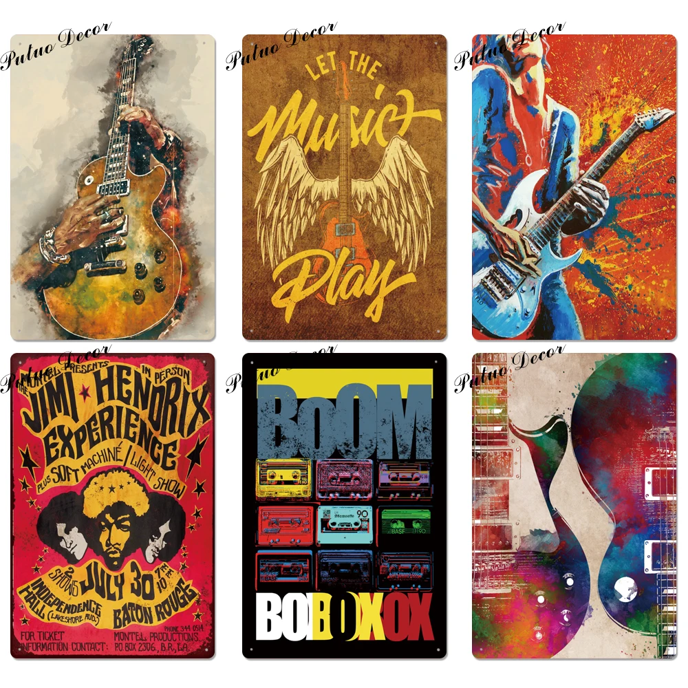 Putuo Decor Rock & Roll Vintage Metal Sign Plaque Metal Tin Sign Metal Poster Retro Rock Wall Decor for Bar Pub Club Man Cave