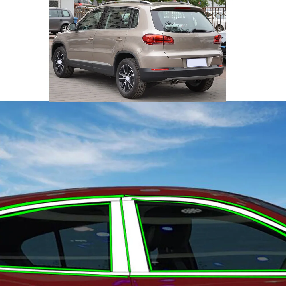 Car Sticker Garnish Pillar Window Middle Strip Trim Frame Hoods For VW Volkswagen Tiguan 2010 2011 2012 2013 2014 2015 2016 2017