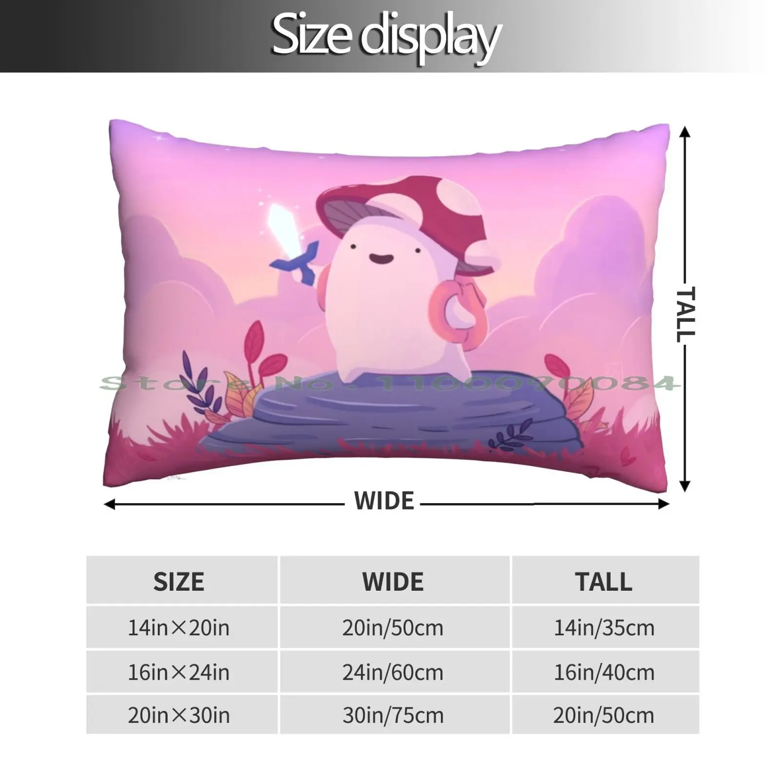 Legend Pillow Case 20x30 50*75 Sofa Bedroom Cute Mochi Creature Plant Mushroom Sword Backpack Adventure Hero Mushy Pink Purple