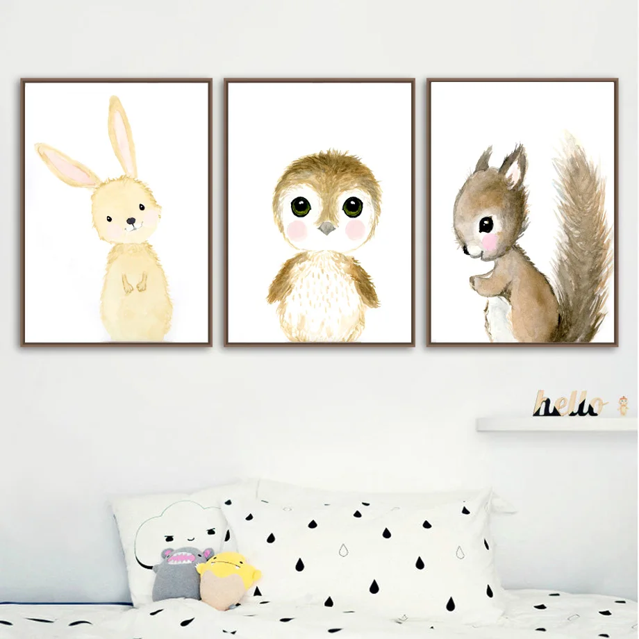 Cartoon Fox Koala Deer Rabbit Squirrel Nordic Posters And Prints Wall Art Print Canvas Painting Nursery Wall Pictures Kids Room