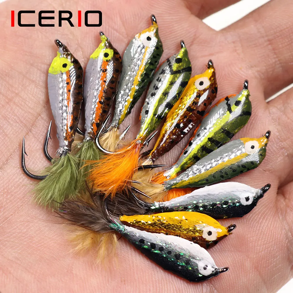 ICERIO 3PCS Epoxy Body Minnows Streamer Flies Trout and Rainbow Trout Fishing Fly Lure Bait #4