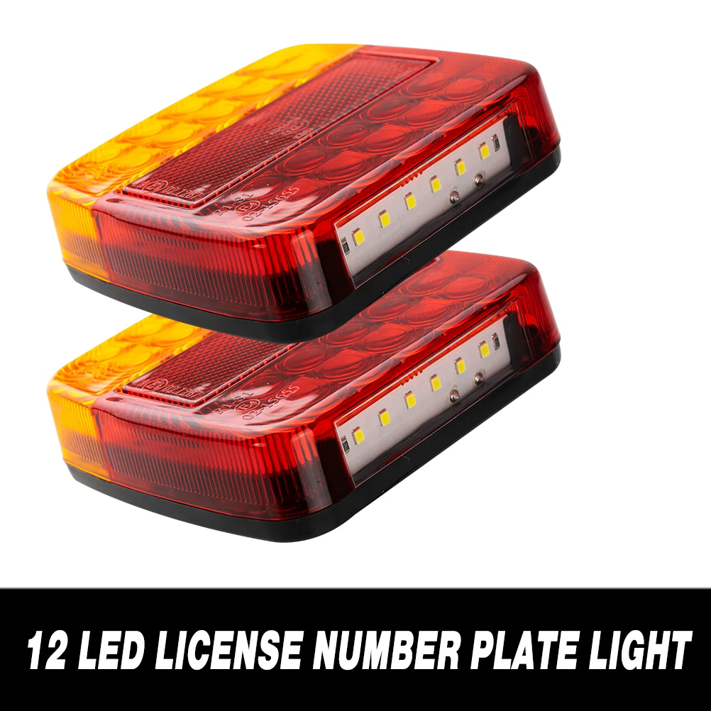 Waterproof Square Trailer Lights Kit Red Brake Stop Tail Running License LED Light Lamp for 12V Camper Truck RV Boat Snowmobile