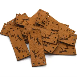 30pcs Leather tags for knitting crochet personalized wih logo Rectangle clothing handmade labels Sewing knitted garment labels