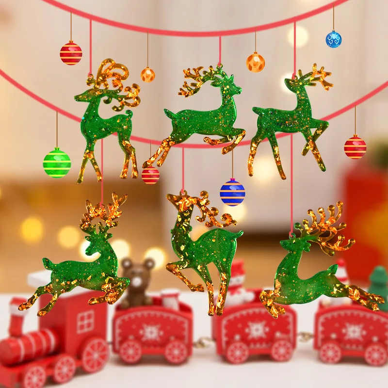 Christmas Elk Shaped Silicone Mold  DIY Epoxy Resin Mold Deer Elk Mold Christmas Tree Pendant Decoration Christmas Elk Mould