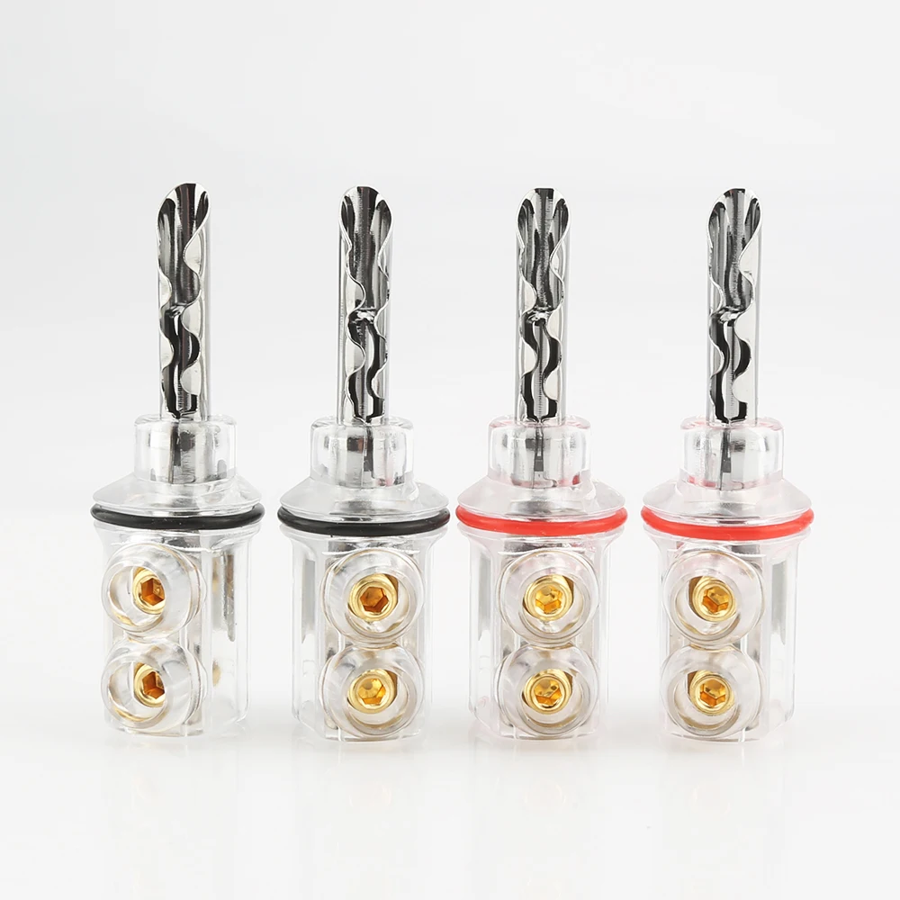 

4pcs Hifi audio Rhodium plated BFA banana Transparent Cover Audio Banana Plug 1Set 4mm for speaker cable