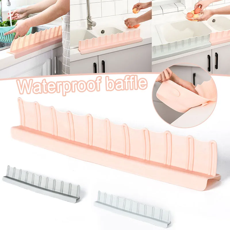 

Home Kitchen Sink Splash Guard Water Barrier Baffle Board Washable & Reusable Suction Installation For Island Sink Bathroom