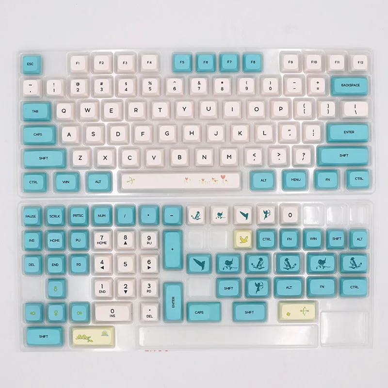 Chunyang Cyan Ethermal Dye Sublimation PBT Tastenkappen Weiß Schriftarten Für Wired USB Mechanische Tastatur