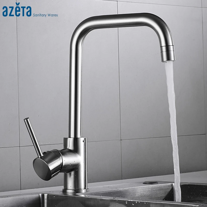 

Azeta Kitchen Faucet 360 Degree Rotate Brushed Nickel Brass Kitchen Sink Faucet Single Handle Water Tap Kitchen Mixer MK1508BN