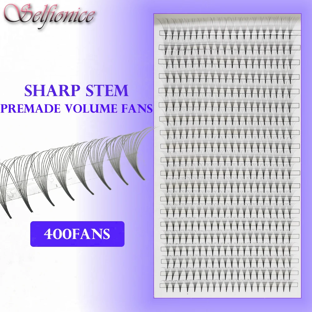 

Sharp Stem Russian Volume Fans Individual Eyelashes Extension Wholesale Slim Root Bulk D Curl 10D Premade Grafting Lashes