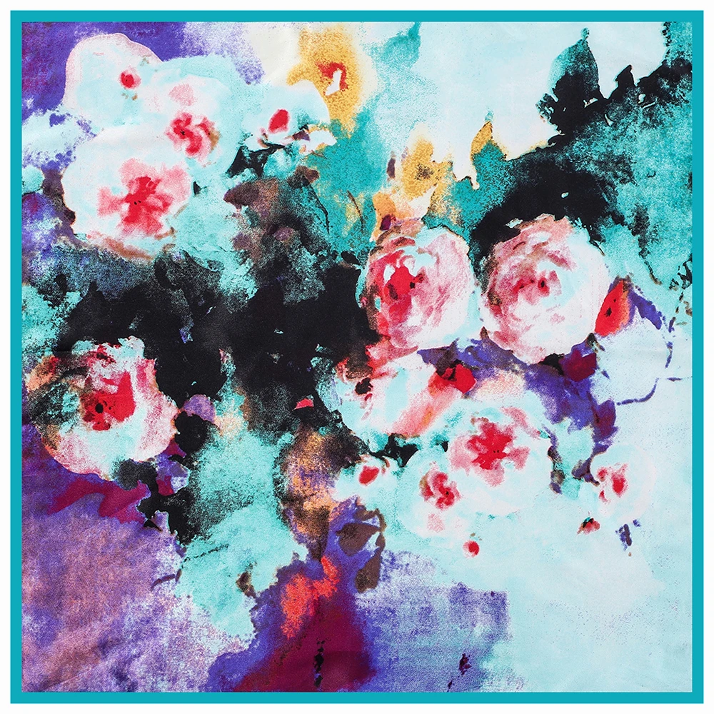 France 60cm Spring New Versatile Rose Flower Women\'s Imitation Silk Business Leisure Small Scarf Occupation Small Square Towel