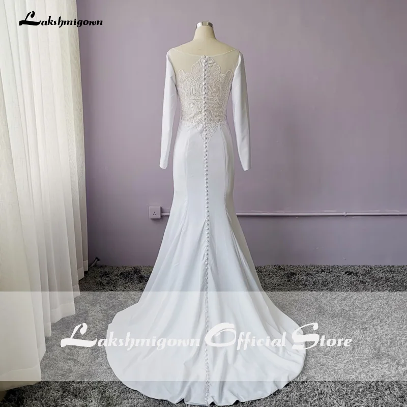 Abiti da sposa eleganti personalizzati a sirena con macchie bianche Abito da sposa a maniche lunghe Vestido De Noiva Abito da sposa con strascico a spazzola