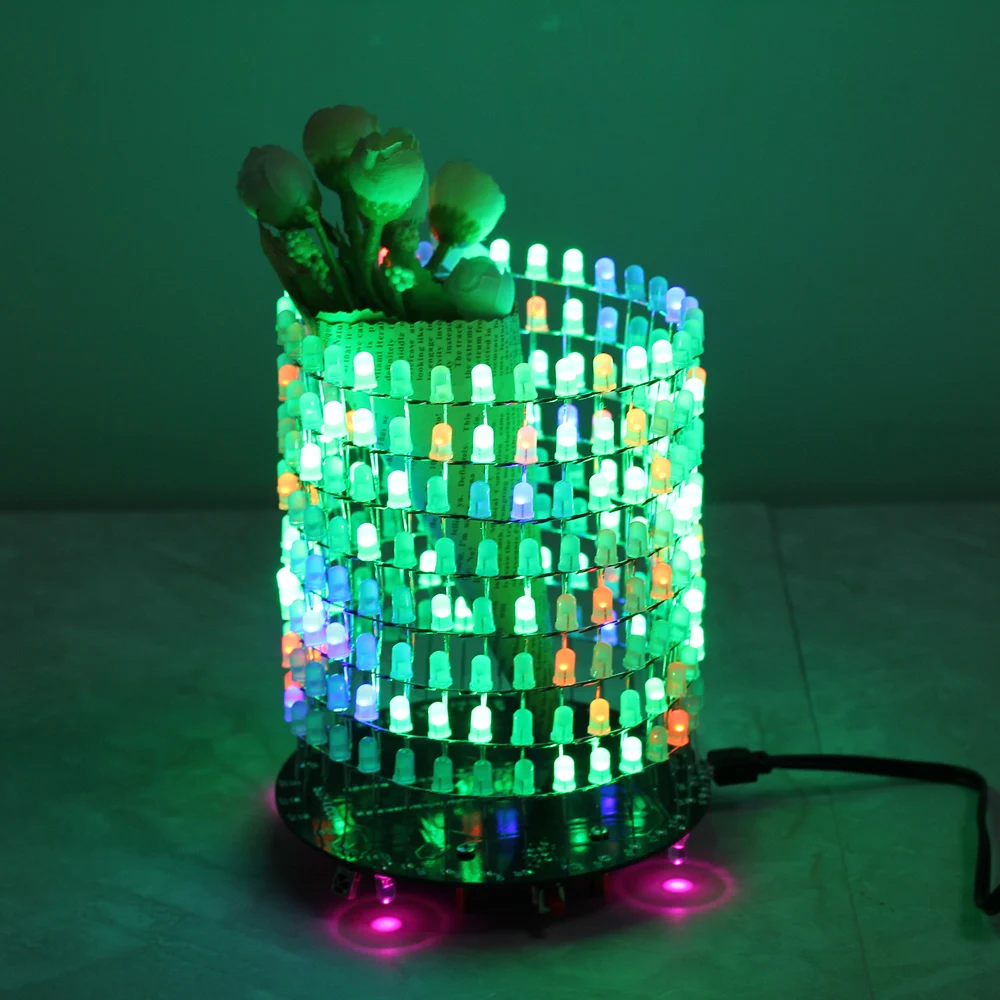Kostka LED RGB migające światło zestawy DIY muzyka spektrum wyświetlacz analizator 8x32 LED Dot Matrix Suite DIY elektronika zabawa
