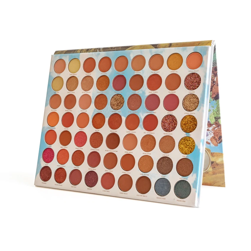 63 paletas da sombra do arco-íris da cor-maquiagem profissional matte metálico shimmer paletas da sombra do olho pó impermeável