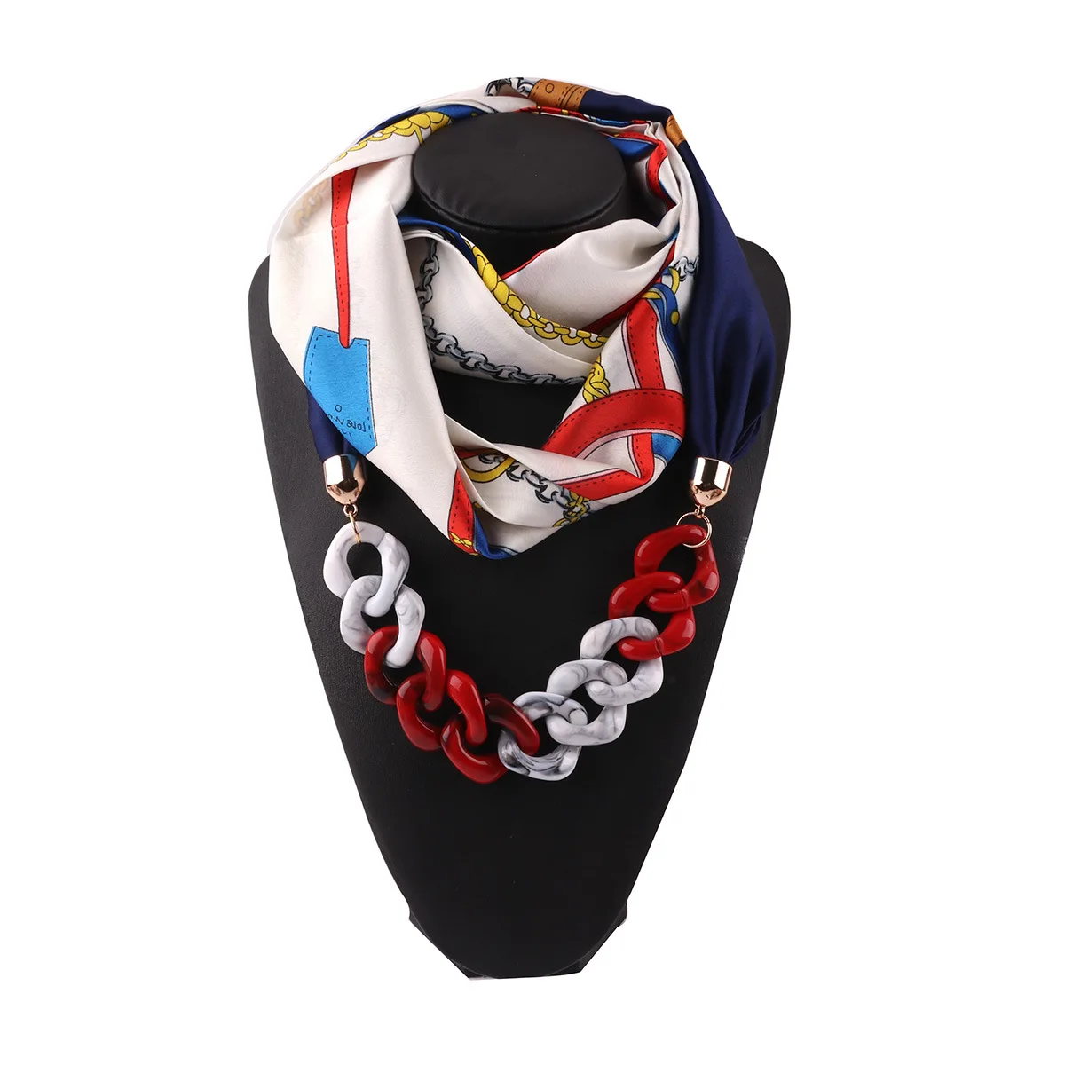 European American Fashion Silk Scarf Pendant Necklace Decoration Ring Scarf National Scarves Foulard Femme Accessories Scarf