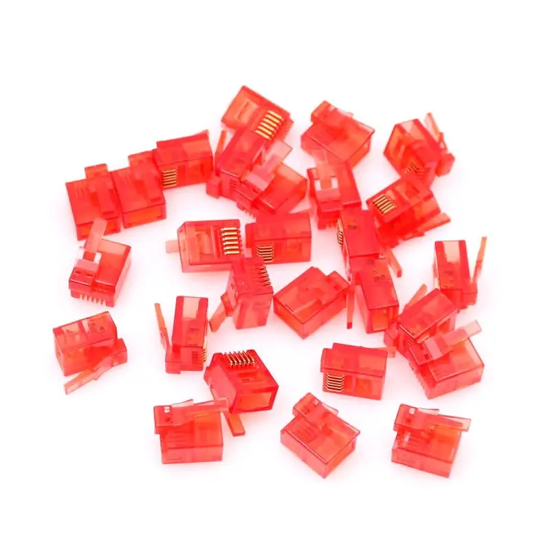 50PCS/lot RJ11 RJ12 Connector 6P6C Right Buckle Cable Plug DIY EV3 NXT Cable Plug Crystal Head