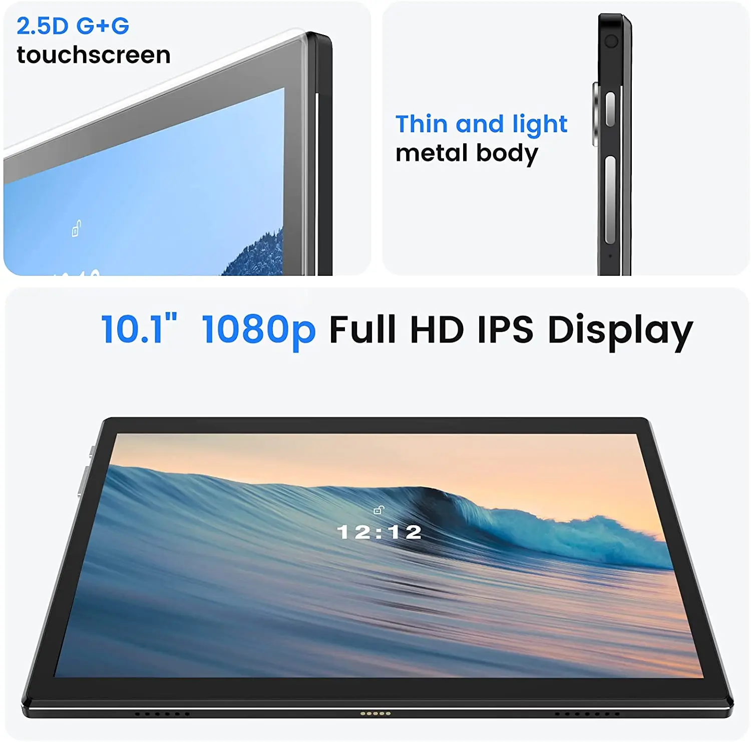 Tablet 10.1 ''1920X1200 4G Jaringan Octa Core 6GB RAM 128GB ROM Tablet PC Android 10 Wifi Ganda Tipe-c