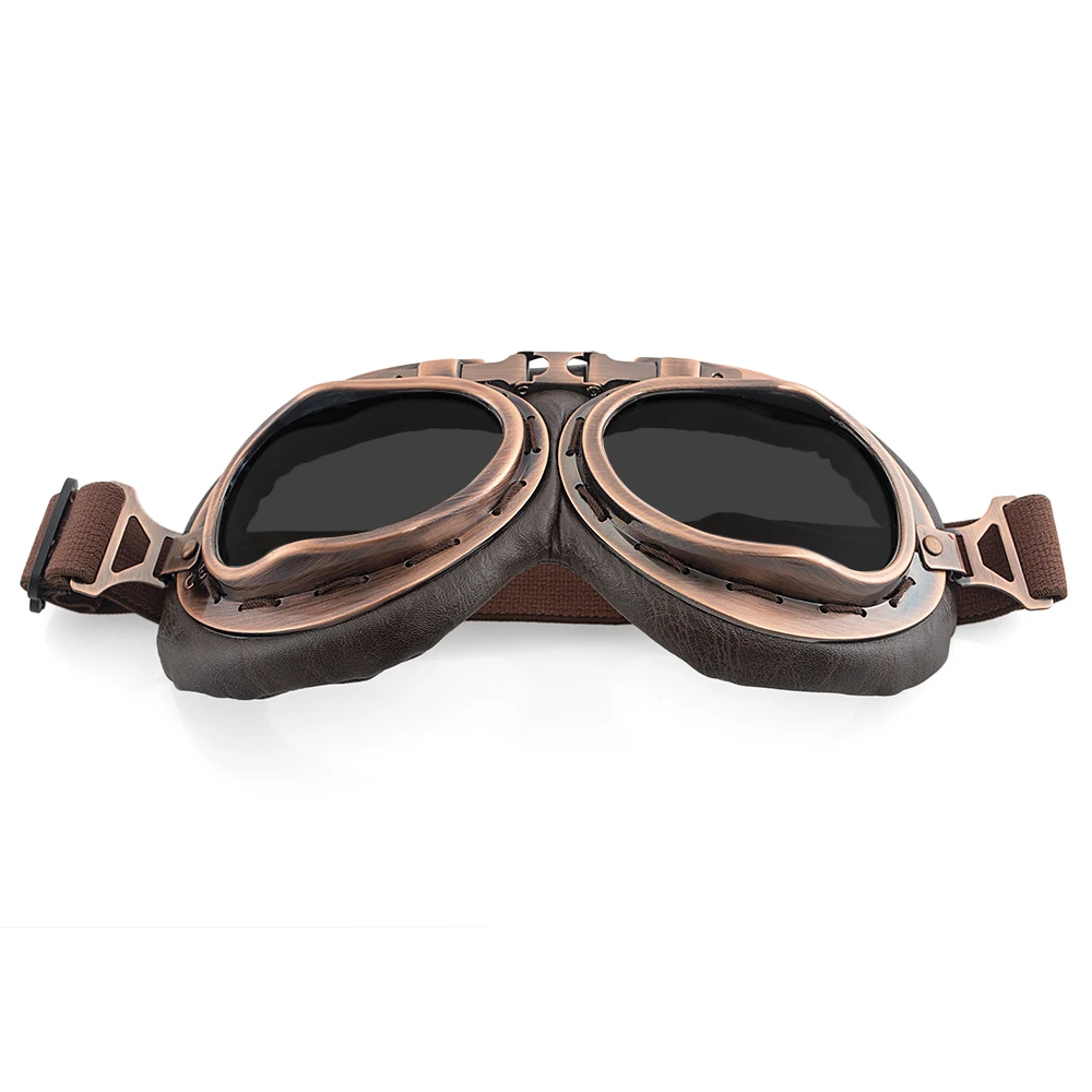 Retro Motorcycle Goggles Glasses Vintage Moto Classic Goggles for Harley Steampunk ATV Bike Copper Helmet