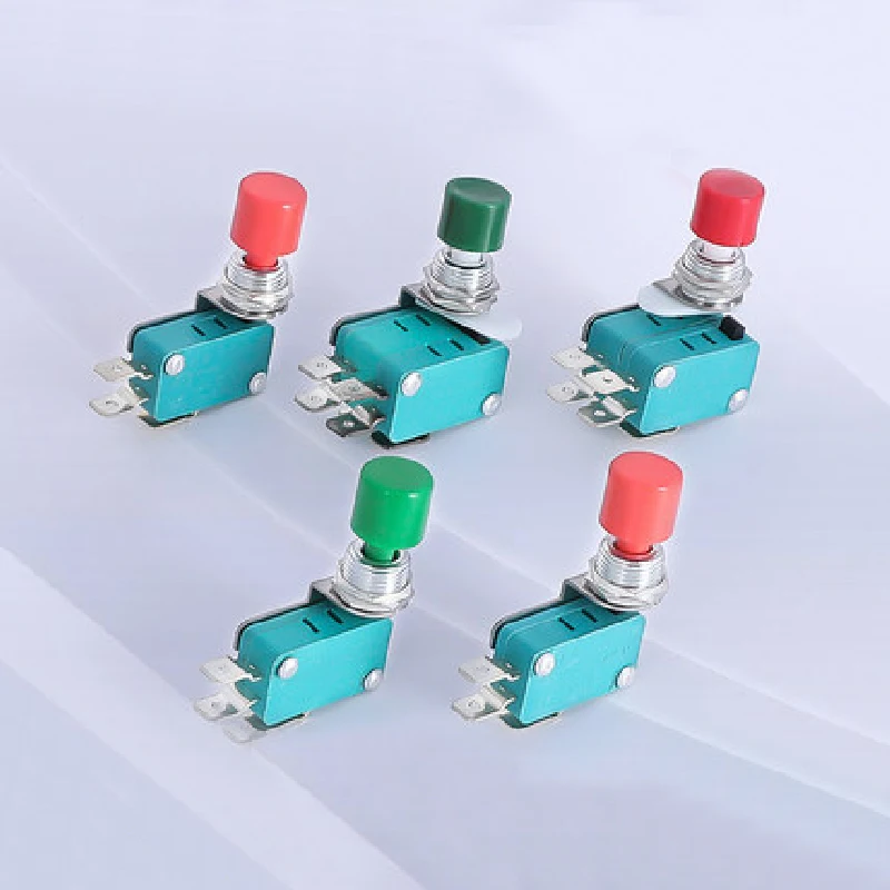 DS438-448 Momentary Push Button Miniature Micro Switch Self-resetting Copper Contact Switch Red Green Cap