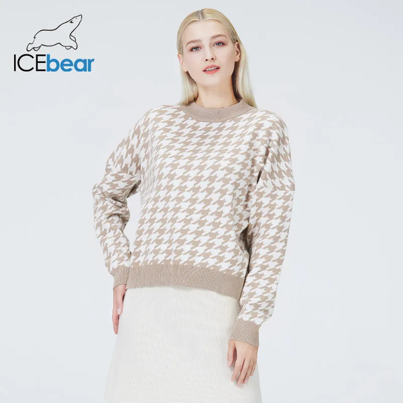 ICEbear Fall 2022 new women\'s plaid sweater high-quality fashion women\'s clothing BJ-5