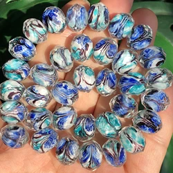 12mm Murano Transparent Faceted Rondelle Blue Green Lampwork Crystal Glass Beads For Bracelet Making Women Diy Accessories