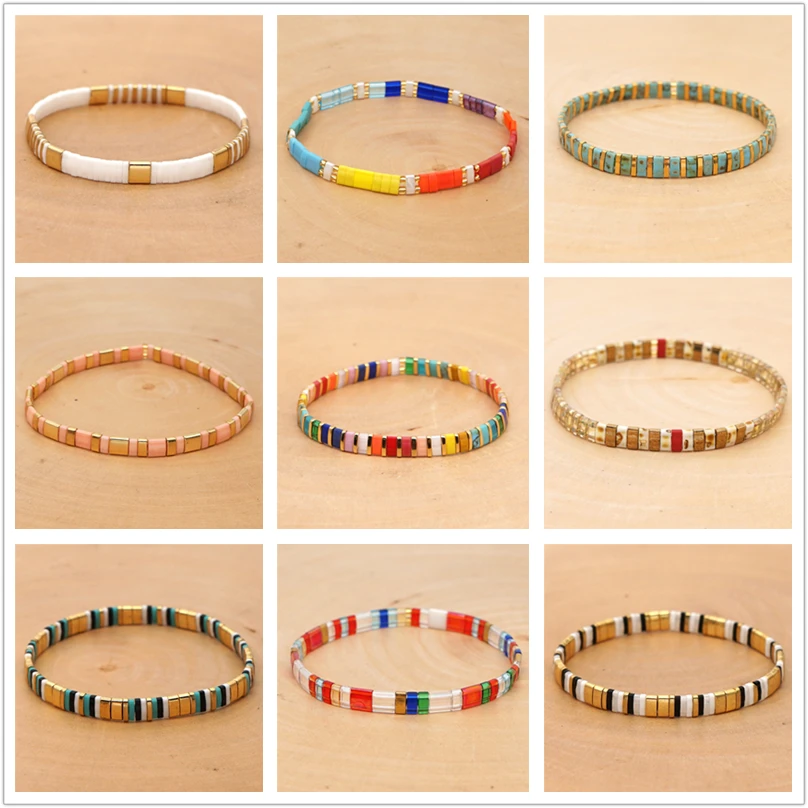 2020 Bohemia Tila Miyuki Bracelet For Women Mix Colors Trendy Charm Wrap INS Rainbow Tile Bead Bracelets BOHO Jewelry