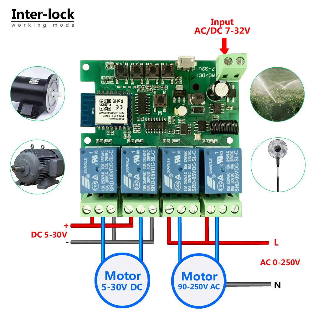 Tuya Smart Life, interruttore Smart Light Wifi, modulo Wifi, 4CH DC 5/12/32V Inching RF433 ricevi 10A relè lavora con Alexa Google Home