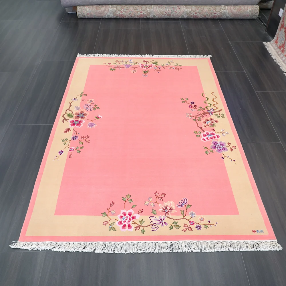 168x244cm Handmade Pink High Quality Carpet Chinese Wool Rug For Sale (CNW25)