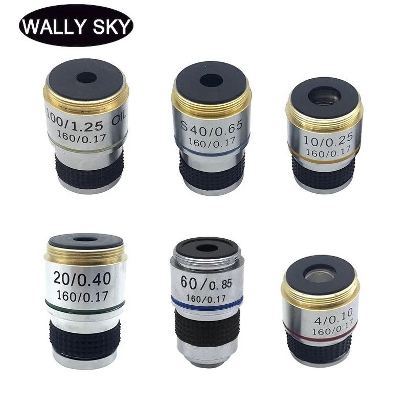 

Microscope Objective Lens 4X 10X 20X 40X 60X 100X Lab Biological Microscope Achromatic Objective Lens Conjugate Distance 185 mm