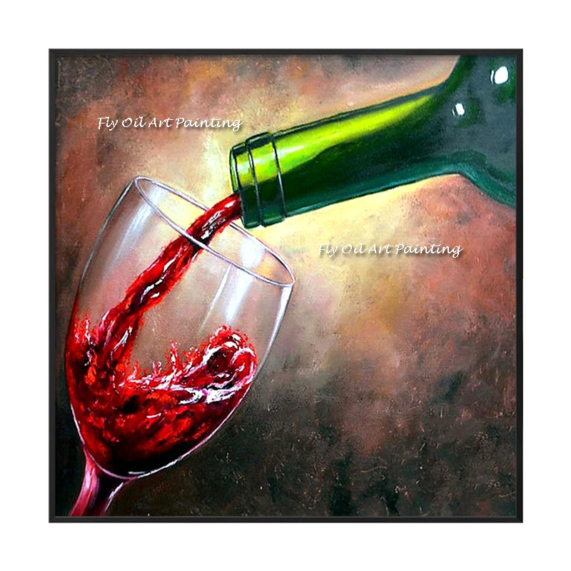 100% Handmade Modern Abstract Red Wine Canvas Art Painting  Colorful Glass  Pictures Artwork Home Decoration for drawing Room