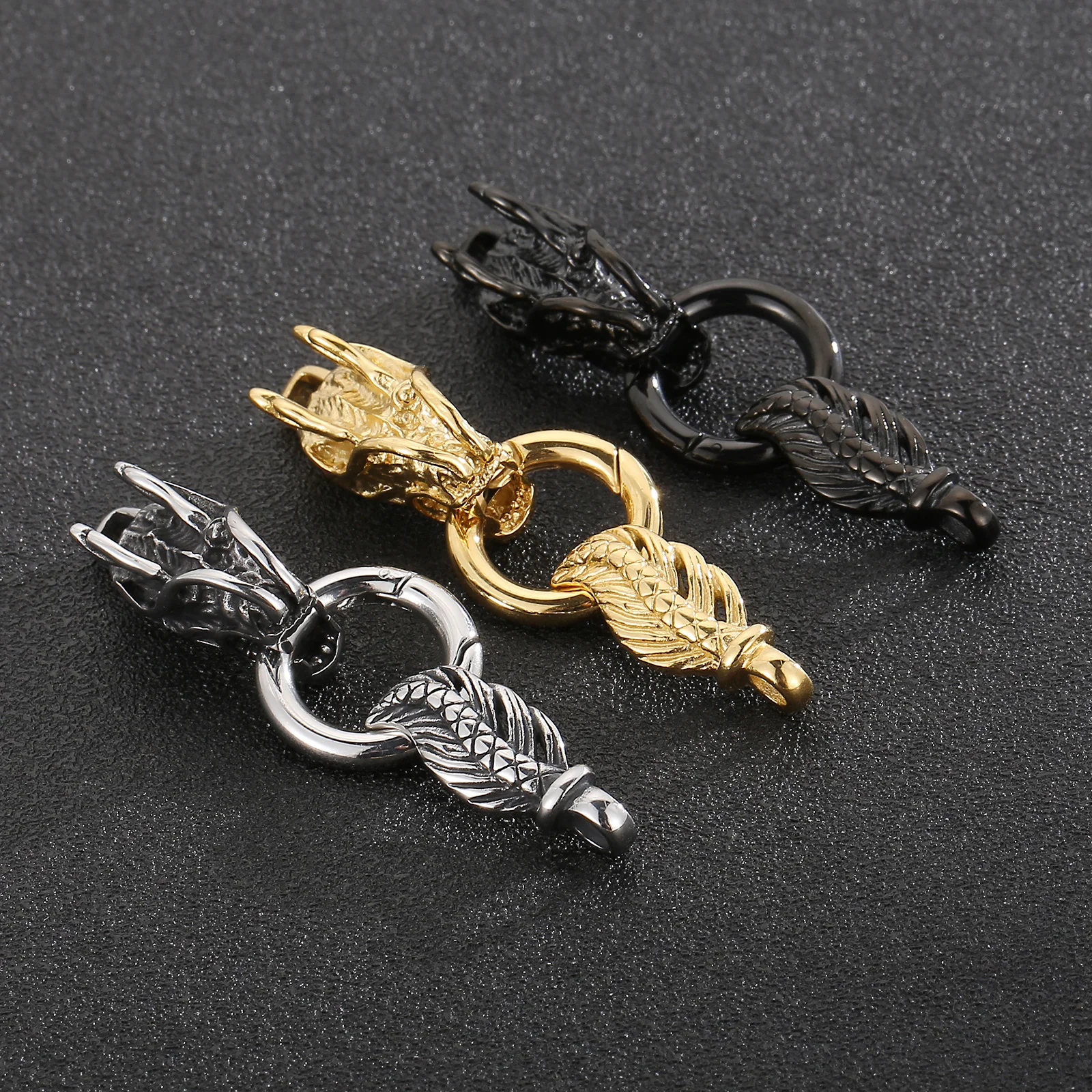 Stainless Steel Skull Clasps Supplies For Jewelry Necklace Bracelets Hand Made Dragon Connected Clasps DIY Jewelry Making