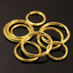 Solid Brass Split Rings Double Loop Keyring 20/25/30mm Keychain Keys Holder Bag Hook Connector DIY Leather Craft Hardware