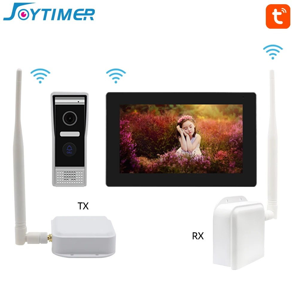 Joytimer Wireless Video Intercom System IP Video Door Phone Full Touch Screen Monitor Support one-key Unlock wireless connection