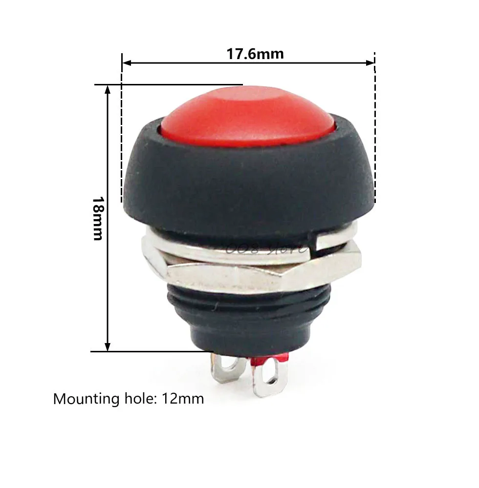 1Pcs pbs-33b 2Pin Mini Switch 12mm  1A waterproof switch pbs33b 12v momentary Push button Switch reset Non-locking pbs-33b