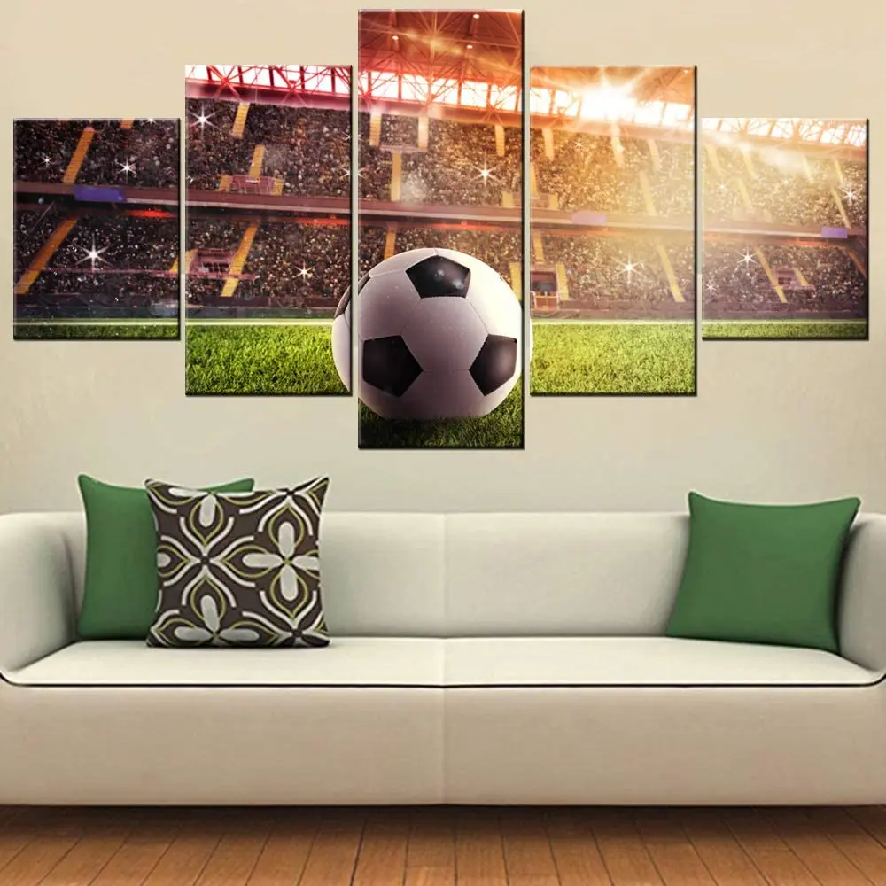 No Framed Canvas 5Pcs Football Soccer Sports Modular Wall Art Posters Pictures Paintings Home Decor for Living Room Decoration