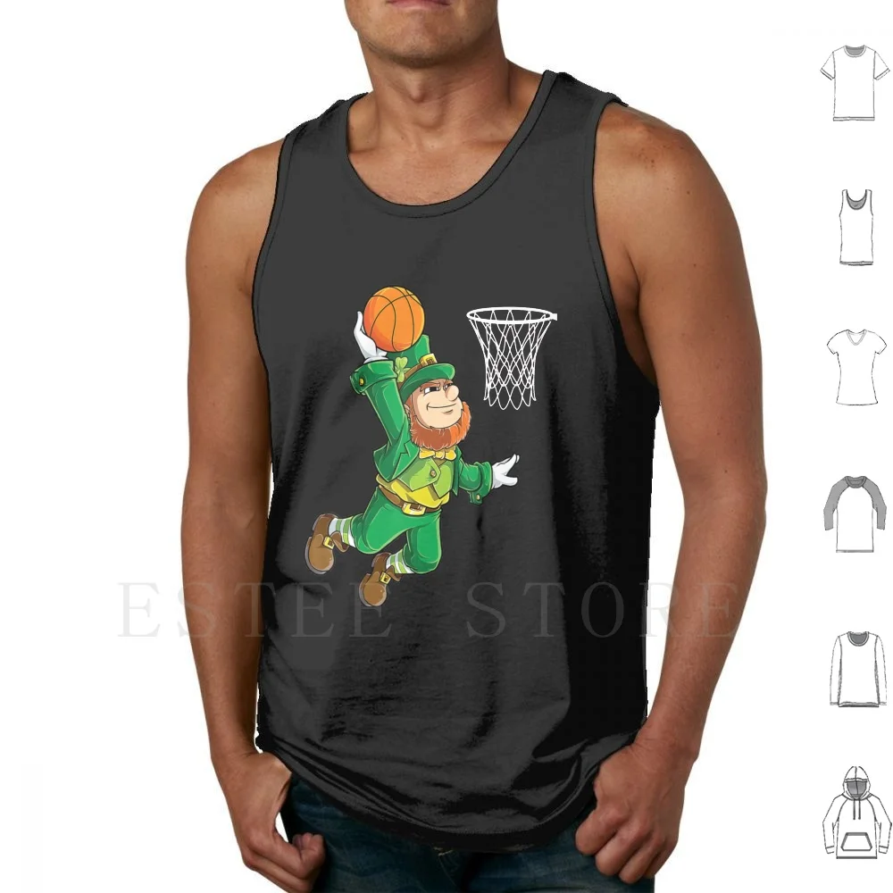 Leprechaun Basketball Tank Tops Vest Sleeveless Day Irish Ireland Shamrock Saint Day Clover Shamrocks St Paddys Day Beer