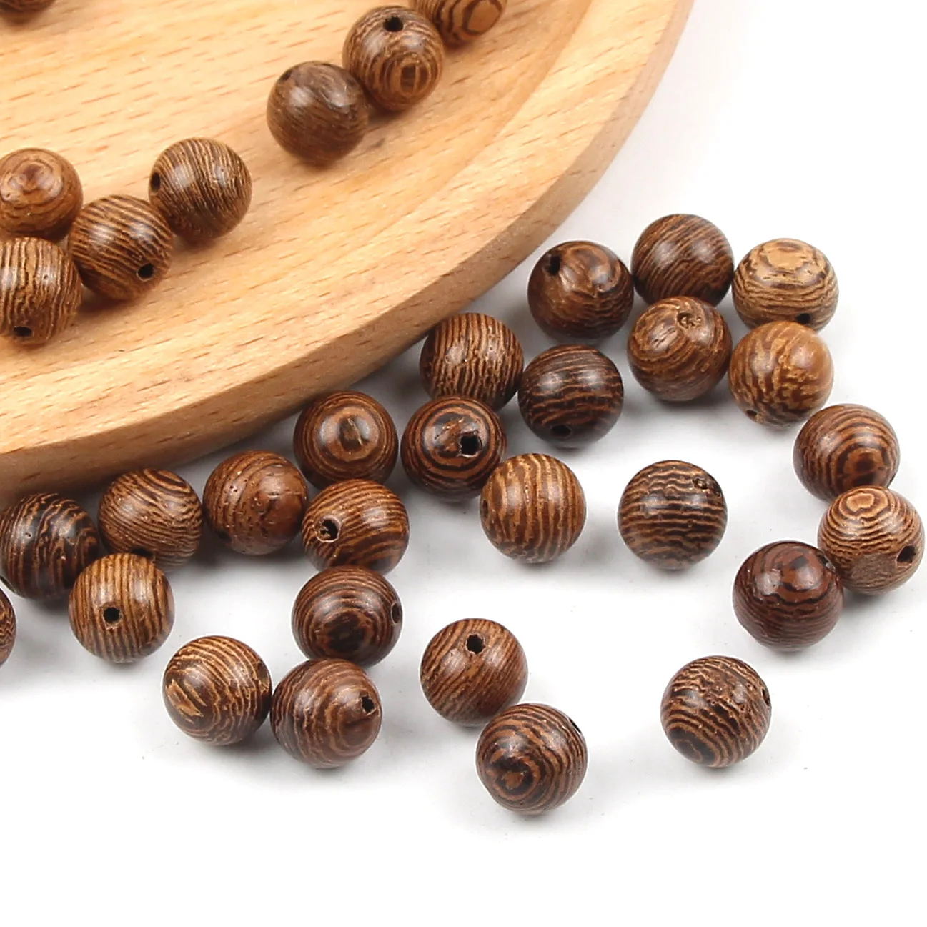 100pcs/lot 6 8mm Natural Wenge Wooden Beads Balls Round Loose Spacer Beads For Jewelry Making Bracelet Necklace DIY Accessories