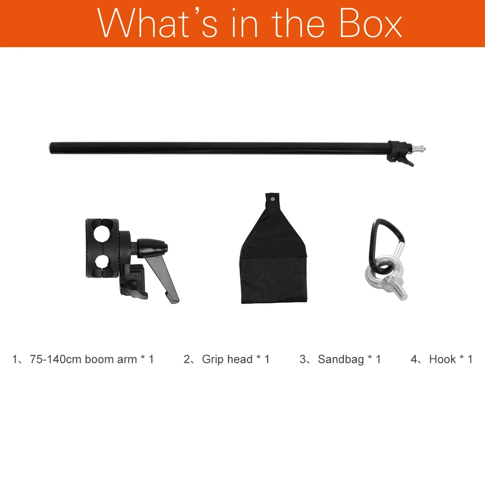 75-140cm / 30"-55" Studio Photo Telescopic Boom Arm Top Light w/ Sandbag for Speedlite / Mini Flash Strobe