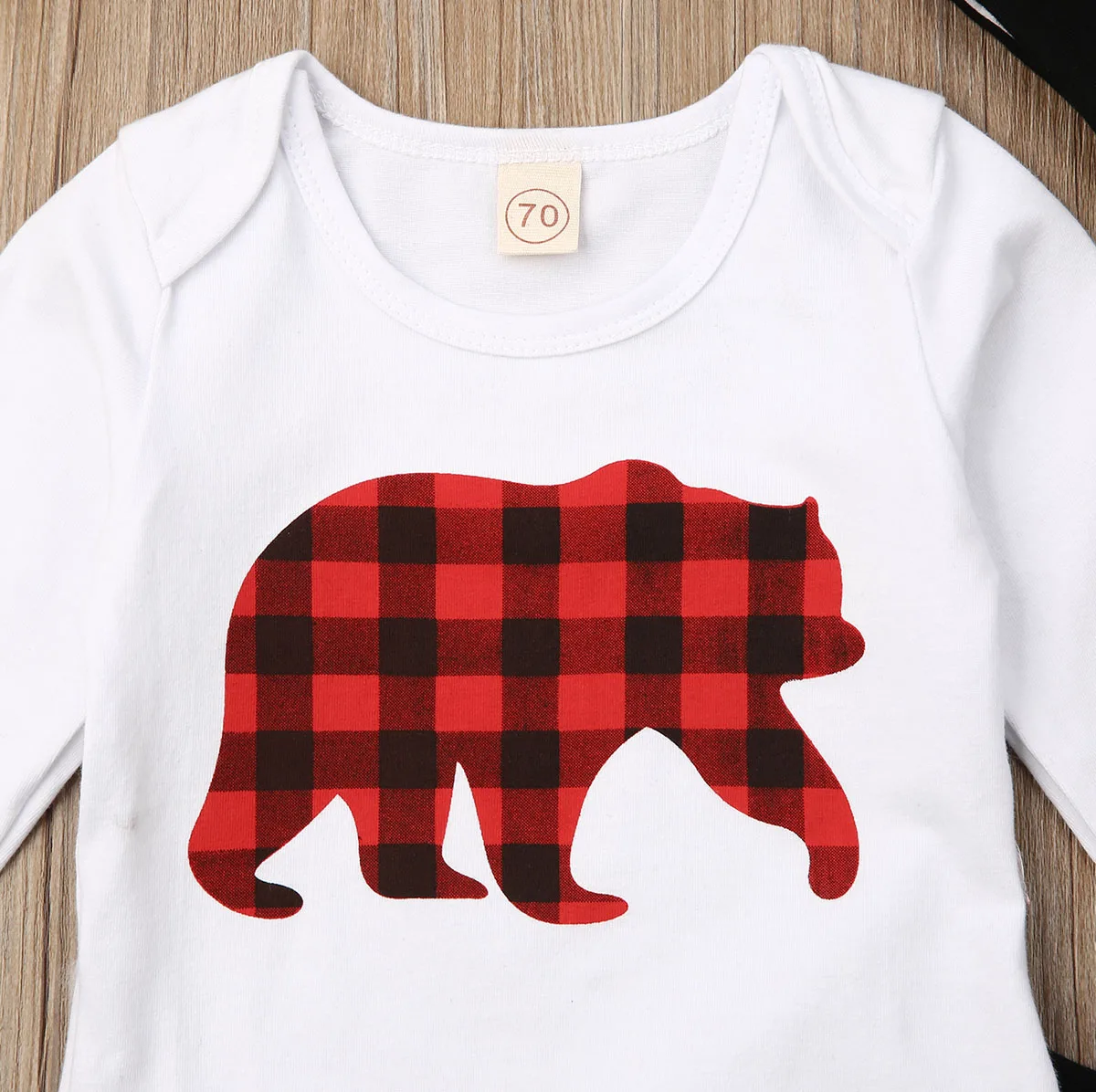 Fall Autumn 3PCS Baby Boy Girl Bear Print Outfit 3