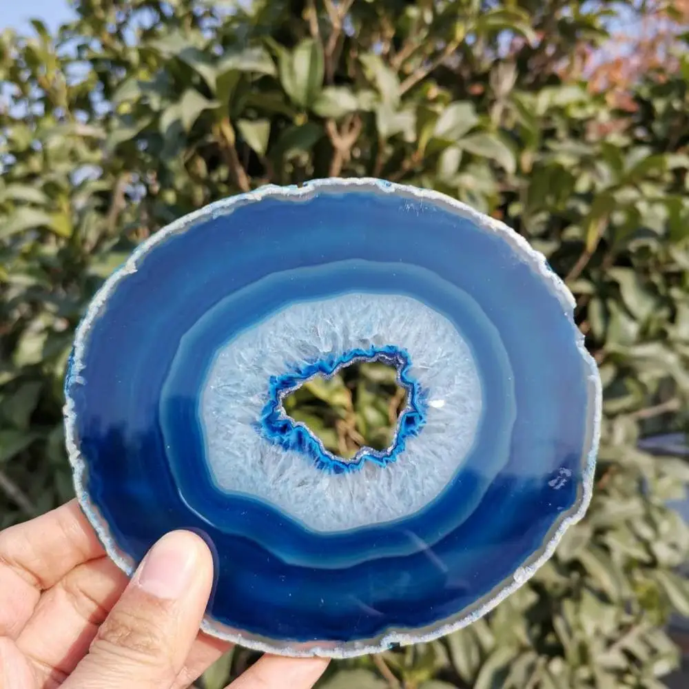 120-130mm Natural agate slice dyed agate stone slices Polished agate coasters+display holder